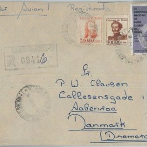 74405 - BRAZIL - POSTAL HISTORY -  REGISTERED Airmail COVER to DENMARK - LYONS