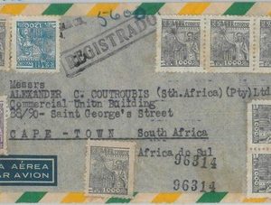 81474 - BRAZIL - POSTAL HISTORY -  8800 Rs on COVER to SOUTH AFRICA  1946