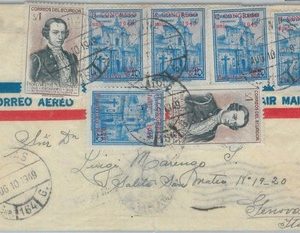 81619 - ECUADOR  - POSTAL HISTORY -   Overprinted stamps on COVER  to ITALY 1949