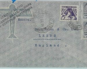 81454 - BRAZIL - POSTAL HISTORY - COVER to UK via Lufthansa CONDOR ZEPPELIN 1934