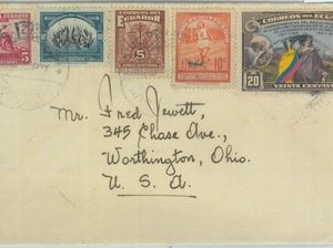 86019 - ECUADOR - Postal History - COVER to USA 1940's SPORT Olympics BIRDS flag