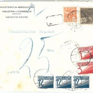 72255 - BRAZIL - POSTAL HISTORY -   COVER to AUSTRIA - TAXED on ARRIVAL 1920'S