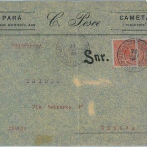 85988  - BRAZIL - POSTAL HISTORY -  COVER to ITALY  1918
