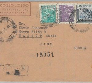 74393 - BRAZIL - POSTAL HISTORY -  REGISTERED COVER to SWEDEN  1949