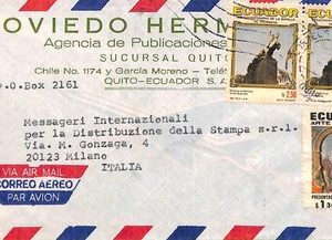 ad6249 - ECUADOR - POSTAL HISTORY -   AIRMAIL COVER  to ITALY 1970's
