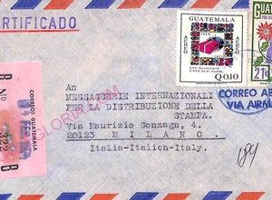 ad6276 - GUATEMALA - POSTAL HISTORY -  Registered AIRMAIL COVER to ITALY  1970's
