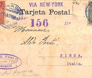 ad6243 - ECUADOR - POSTAL HISTORY -  POSTCARD  to ITALY 1902