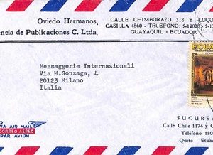 ad6247 - ECUADOR - POSTAL HISTORY -   AIRMAIL COVER  to ITALY 1973