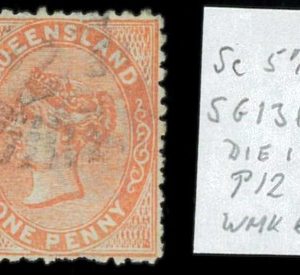 aa5627j  - Australia QUEENSLAND - STAMP - SG # 136 Die 1 - Watermark 6 - USED
