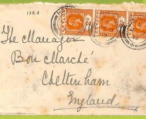 39669 - CEYLON - Postal History -SG# 307 strip of 3 on COVER - HAPUTALE 1913