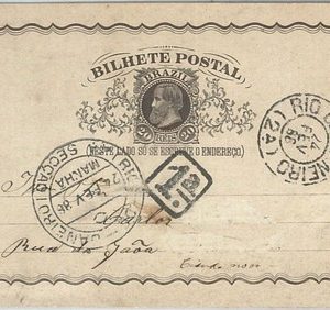72247 - BRAZIL - POSTAL HISTORY -  STATIONERY CARD # BP11 Brown / Black  1888