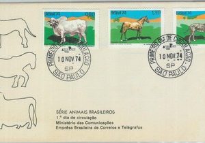 82675 - BRAZIL - POSTAL HISTORY -  FDC cover 1974 - DOGS Horses CATTLE