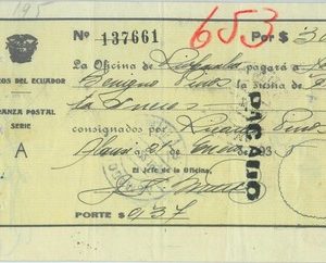 95526  - ECUADOR - POSTAL HISTORY -  MONEY ORDER 1935