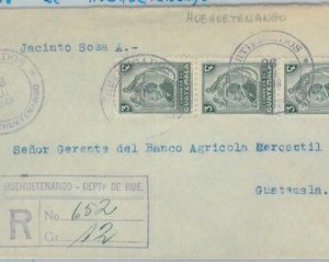 81667 - GUATEMALA -  POSTAL HISTORY -  REGISTERED COVER from HUEHUETENAGO 1948