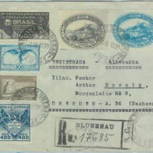89576 - BRAZIL - POSTAL HISTORY -  REGISTERED COVER to GERMANY  1938  Aviation
