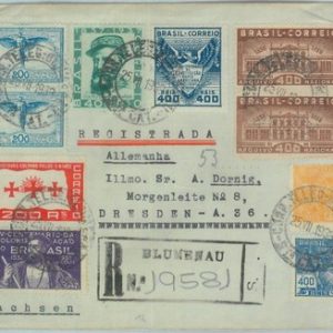 89577 - BRAZIL - POSTAL HISTORY -  REGISTERED COVER to GERMANY  1938  Aviation