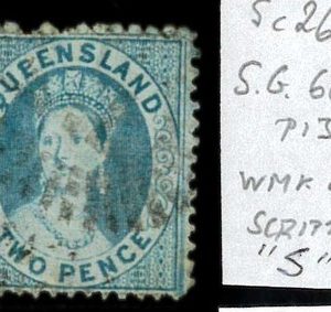 aa5619e - Australia QUEENSLAND - STAMP - SG # 60  Watermark 4 + SCRIPT S - USED