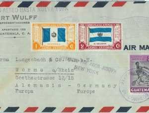 86073 - GUATEMALA - POSTAL HISTORY - AIRMAIL COVER to GERMANY 1950 flags TENNIS