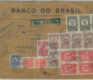 84249 - BRAZIL - POSTAL HISTORY  HIGH FRANKING on REGISTERED COVER to ITALY 1934