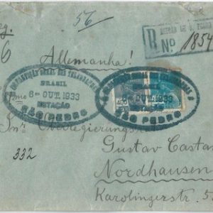 72251 - BRAZIL - POSTAL HISTORY -  REGGISTERED COVER to GERMANY  1933