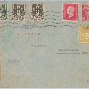 77475 - FRANCE - Postal History - CENSORED COVER  to ITALY   1945 - POSTER STAM