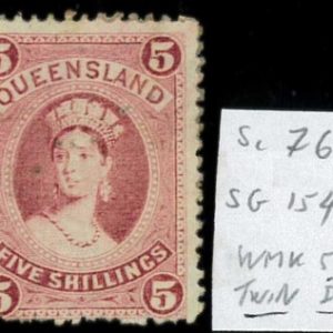 aa5622e2 - Australia QUEENSLAND - STAMP - SG # 154 Waterm  5 twin inverted USED