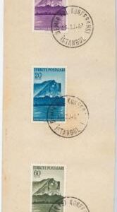 45900-TURKEY: Scott # 960/2 on PAPER  special POSTMARK: TRAIN CONGRESS 13.10.47