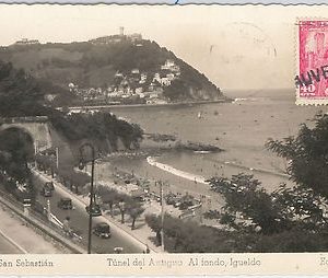 España - HISTORIA POSTAL:  POSTAL  a  FRANCIA con sello MATASELLADO en LLEGADA