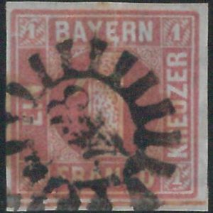 77958b  - GERMANY Bayern -  STAMP:  Michel  #3  -  USED  - numeral postmark