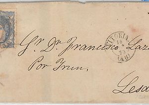 España - HISTORIA POSTAL: Edifil 107 sobre CARTA con RUEDA DE CARRETA 48 Vitoria