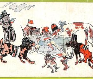 af4351 - VINTAGE POSTCARD - ILLUSTRATED  - Dogs MILITARY SATIRE