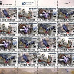 A9227 - S.TOME E PRINCIPE - ERROR MISPERF Stamp Sheet - 2021 - BIRDS, WWF