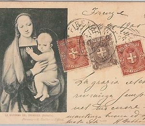 53905 - ITALIA REGNO - Storia Postale: Sassone 65 + 66 *2  su CARTOLINA 1900