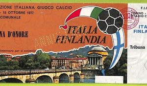 C1684- Vecchio BIGLIETTO PARTITA CALCIO 1977 ITALIA VS FINLANDIA