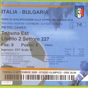 C1691- Vecchio BIGLIETTO PARTITA CALCIO 2009 ITALIA VS BULGARIA