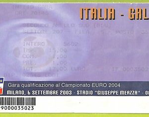 C1695- Vecchio BIGLIETTO PARTITA CALCIO 2003 ITALIA VS GALLES
