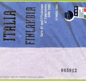 C1698- Vecchio BIGLIETTO PARTITA CALCIO 2003-2004 ITALIA VS FINLANDIA