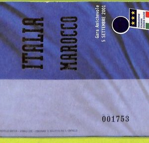C1700- Vecchio BIGLIETTO PARTITA CALCIO 2001 ITALIA VS MAROCCO