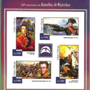 A3509 - Sao Tome & Principe ERROR IMPERF hoja de sellos 2015 waterloo WAR...