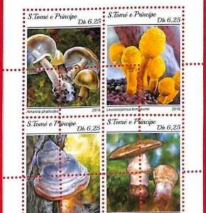 A3261 - SAO TOME & PRINCIPE, ERROR MISPERF, Miniatura hoja: 2018, Hongos