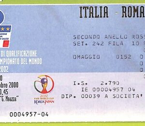 C1768- Vecchio BIGLIETTO PARTITA CALCIO 2000 ITALIA VS ROMANIA