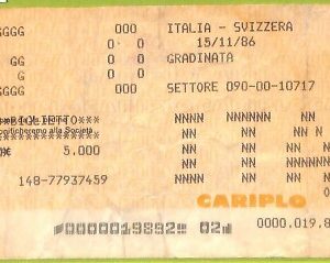 C1780- Vecchio BIGLIETTO PARTITA CALCIO 1986  ITALIA VS SVIZZERA