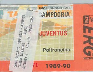 C0109 - Vecchio  BIGLIETTO PARTITA CALCIO - 1989 / 1990 : SAMPDORIA - JUVENTUS
