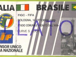 C1785- Vecchio BIGLIETTO PARTITA CALCIO 1989 ITALIA VS BRASILE