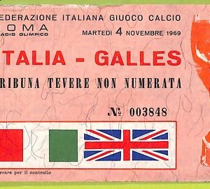C1799- Vecchio BIGLIETTO PARTITA CALCIO 1969 ITALIA VS GALLES