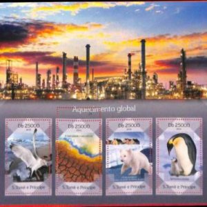 A4497 - SAO TOME & PRINCIPE - ERROR MISPERF: 2014 Global Warming, Bears, Penguin