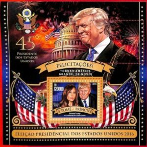 A3403- SAO TOME & PRINCIPE ERROR MISSPERF: 2016 Trump, Melania, White house Flag
