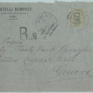 82490 - REGNO - STORIA POSTALE - UMBERTO Sass 63 su BUSTA RACCOMANDATA 1901