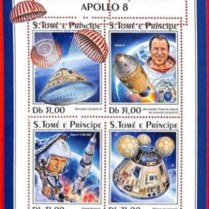 A3296- SAO TOME & PRINCIPE, ERROR MISPERF, Miniatura s: 2018 Apolo 8,...
