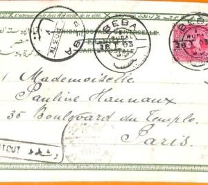 aa0114 - EGYPT - POSTAL HISTORY - POSTCARD from  BEBA  to PARIS  1903
